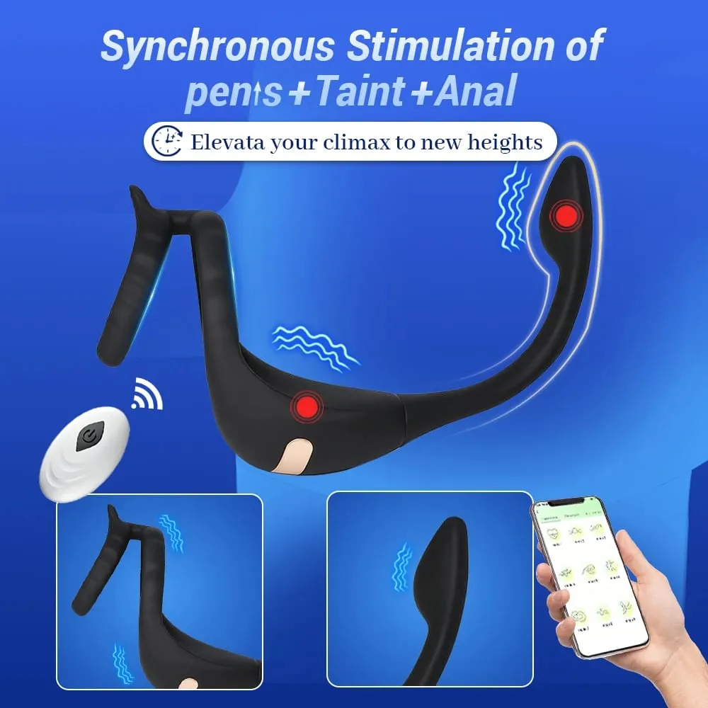 APP Penis Cock Ring Male Wireless Remote Control Male Ejaculation Delay Stimulator Anal Butt Plug Adult Sex Toy for Men Couples