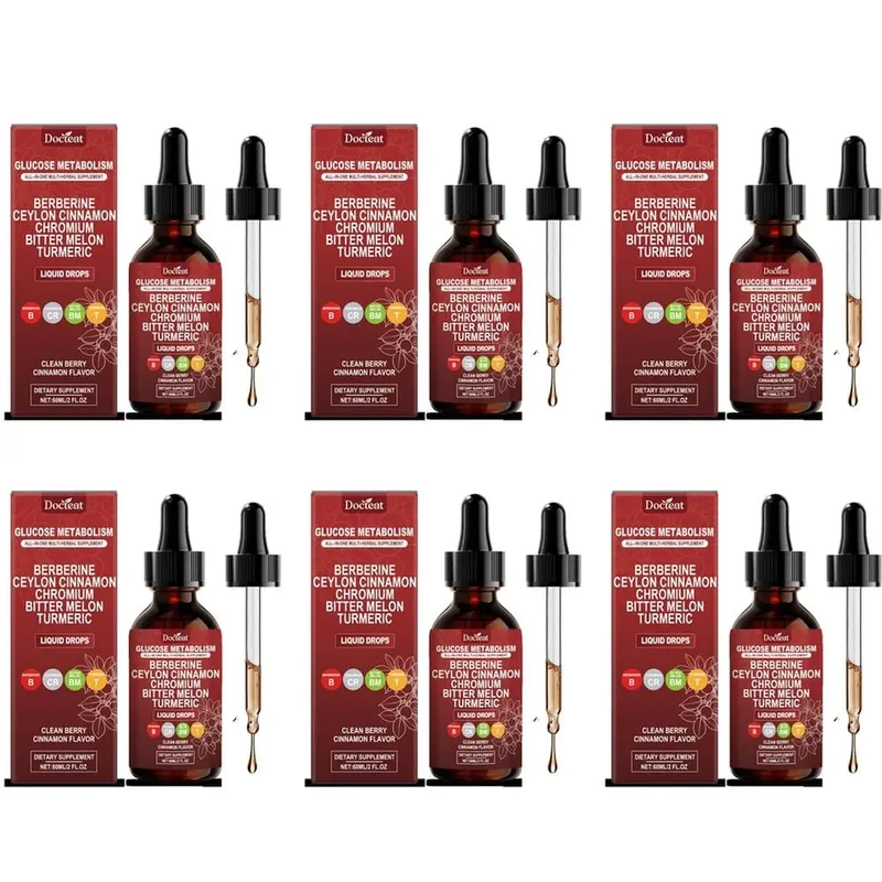 Docteat Glucose Metabolism Liquid Drops with Berberine and Ceylon Cinnamon Supports Smooth Breathing and Clean Airways 60 ML