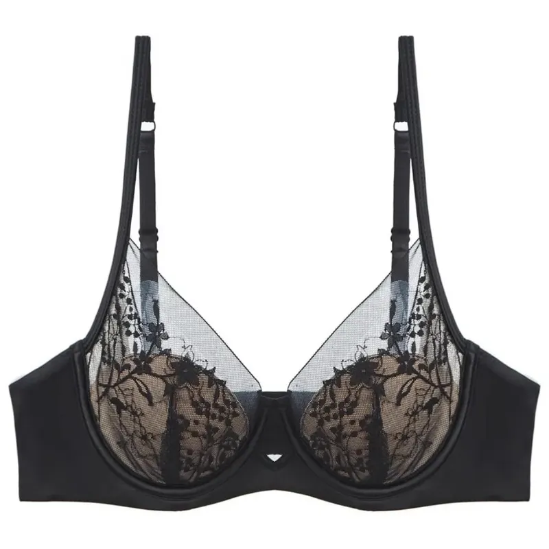 Lace Lingerie Set Thin Cup Minimizer Bra Panty Kit Comfort Full Coverage Intimates For Big Bust Festive Daily Women Underwear — image 2