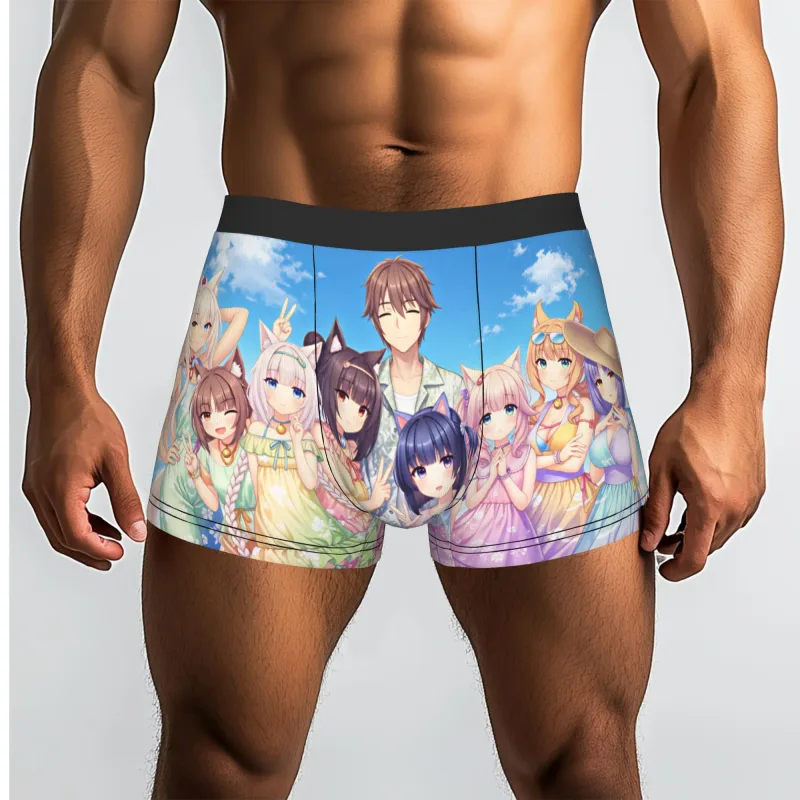أنيمي N-Nekopara الشوكولاته الفانيليا الملابس الداخلية الرجال المطبوعة لعبة سراويل داخلية للرجال السراويل سراويل داخلية لينة
