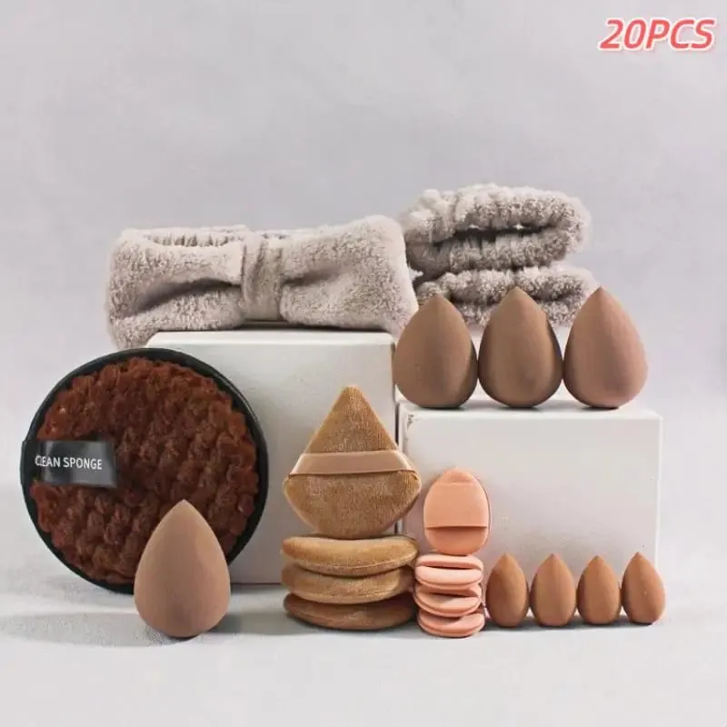 20/33Pcs Makeup Tool Kit Full Set with Makeup Puffs Brushes Beauty Sponges for Make‑up & Makeup Removal
