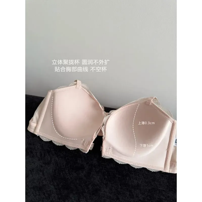 Summer Nouvelle Tendance! Soutien-Gorge Push Up à Fermeture Avant - Bretelles Dentelle Dos Bralette Légère pour Petite Poitrine — image 3