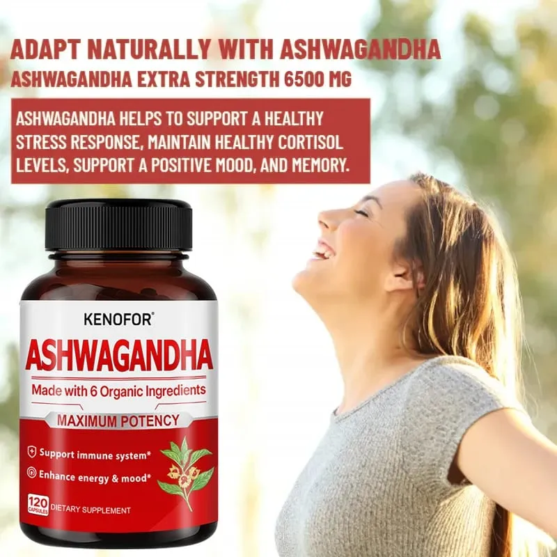 Organic Ashwagandha - 120 Veggie Capsules Pure Organic Ashwagandha Powder and Root Extract - Relieves Stress Improves Mood