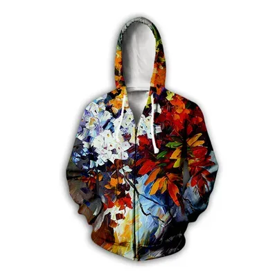 Flower Floral Pattern 3D Print Zipper Hoodies Men's Autumn Hooded Sweatshirts Oversized Streetwear Tracksuit Coat Man Clothing
