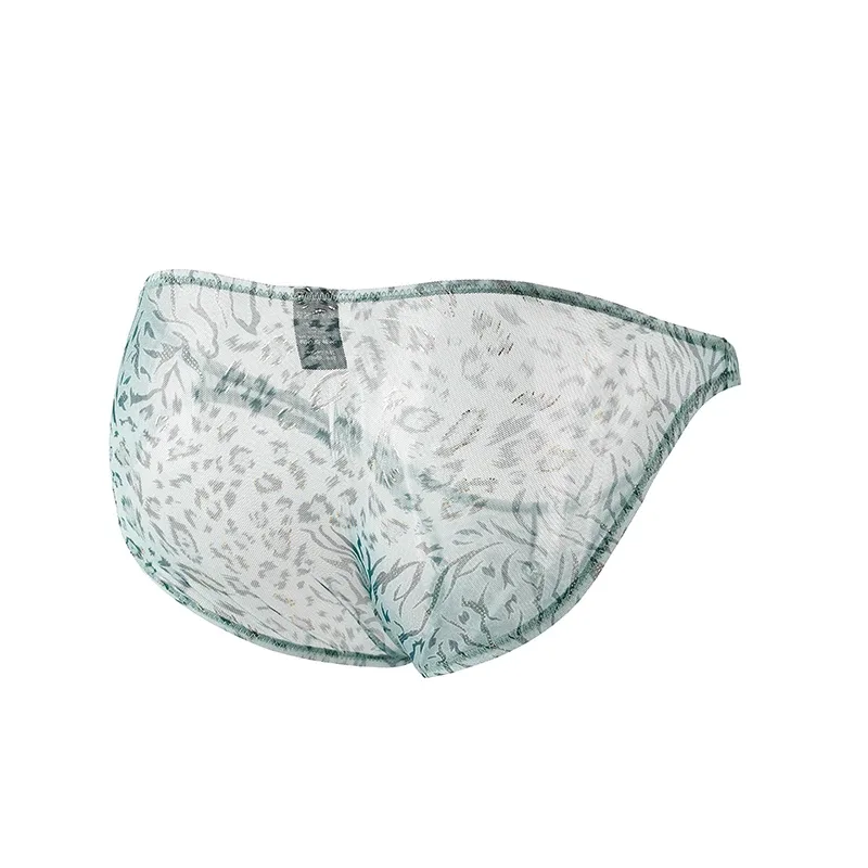 Men Leopard Printed Mesh Underwear Ice Silk Thin Breathable Low Waist Quick Dry Cool Summer Mens Briefs Panties — image 3
