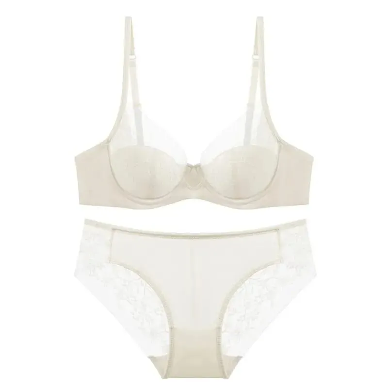 Lace Lingerie Set Thin Cup Minimizer Bra Panty Kit Comfort Full Coverage Intimates For Big Bust Festive Daily Women Underwear — image 9