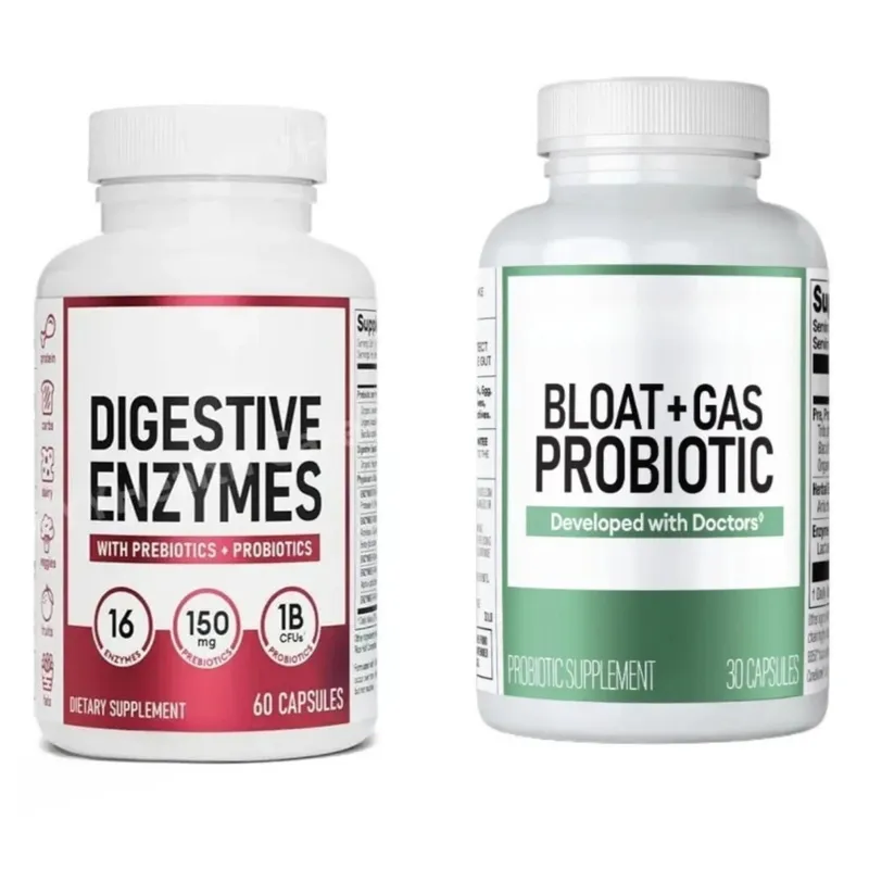 60 Billion Probiotic Capsules with Acacia Fiber Postbiotic Herbal and Enzyme Blend Gut Health Support Gas Relief for Adults 30ct