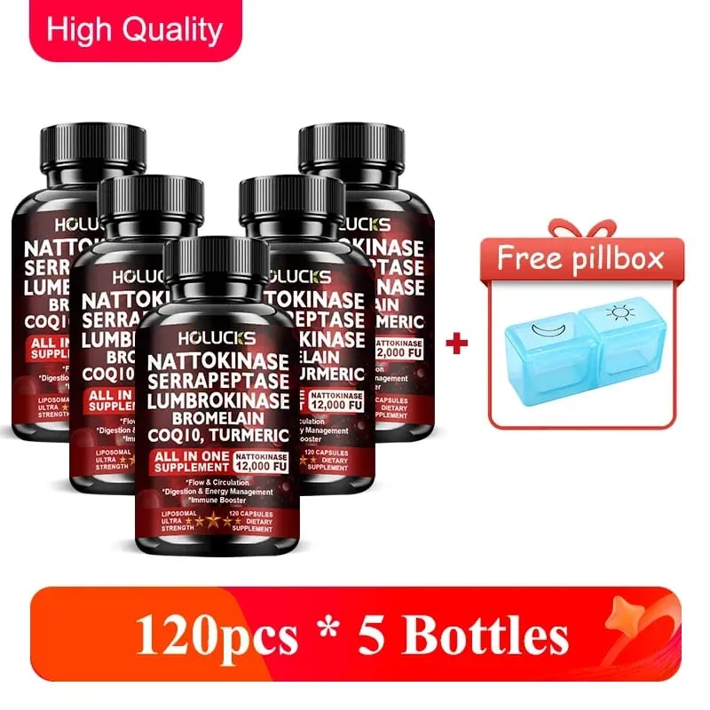 Nattokinase Serrapeptase Supplement Support Circulation Energy Inflammation Relief & Overall Body Health for Adults