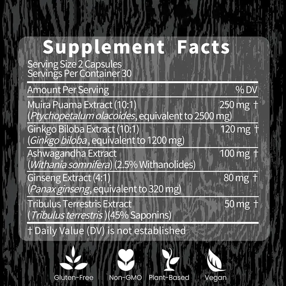 Potency Wood Herbal Supplements with Ginseng Ashwagandha 60 Capsules Adaptogen Energy Stamina Immune Antioxidants Gut Health — image 6