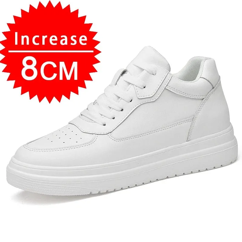 Plus Size37-46 Lift Sneakers Man Elevator Shoes Height Increase Insole 8cm White Black Taller Shoes Men Leisure Fashion sneakers
