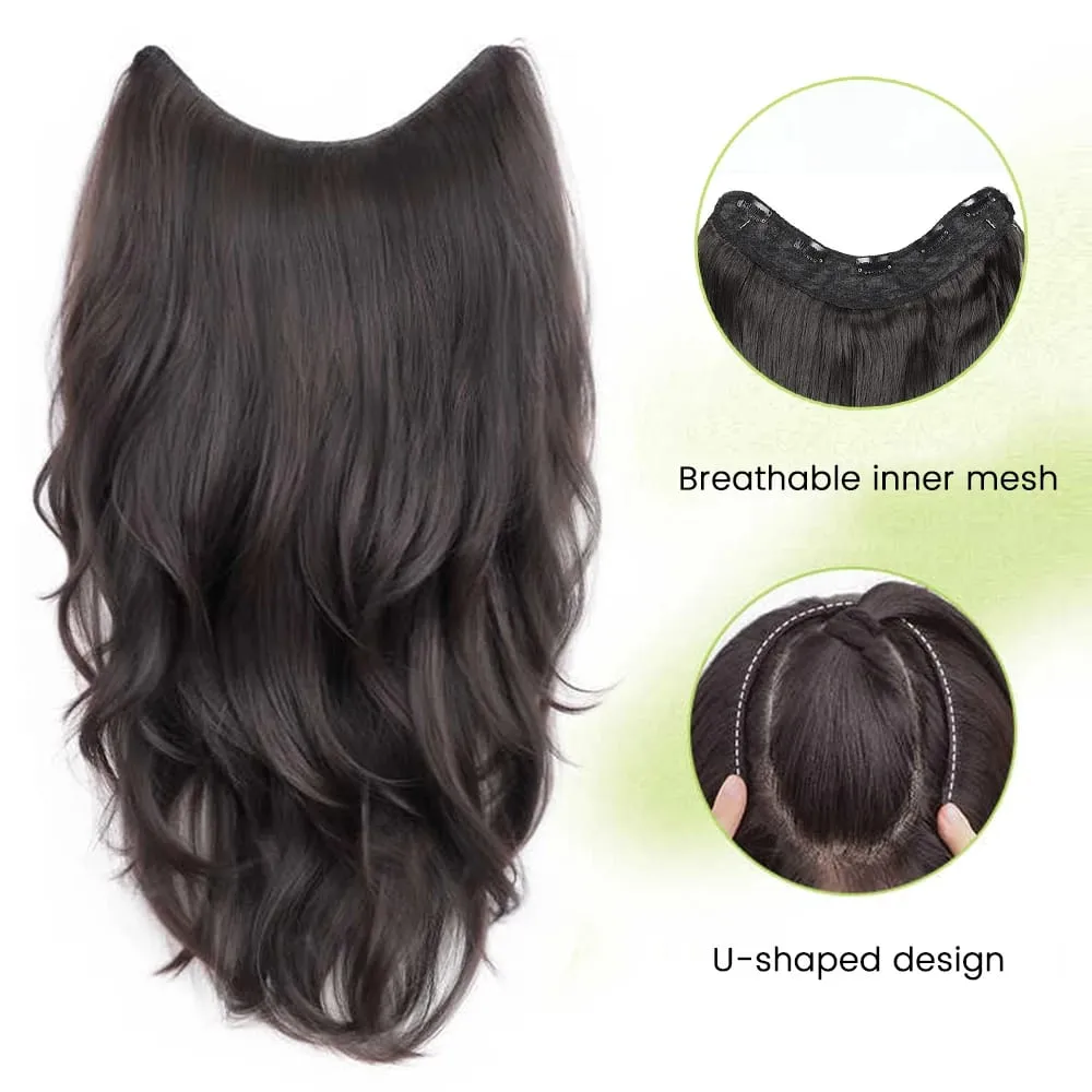 20Inch Synthetic Long Curly Wavy Layered U-Shaped Clip-in Hair Extension 4 Clip Heat Resistant Hairpiece for Women Daily Party — image 4