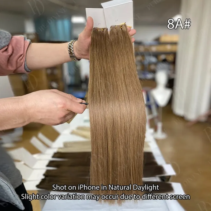 Hot Sale Genius Weft Human Hair Extensions 50g/pc Double Drawn Balayage Blonde Full End Invisible Straight Virgin Remy Hair 15A — image 11