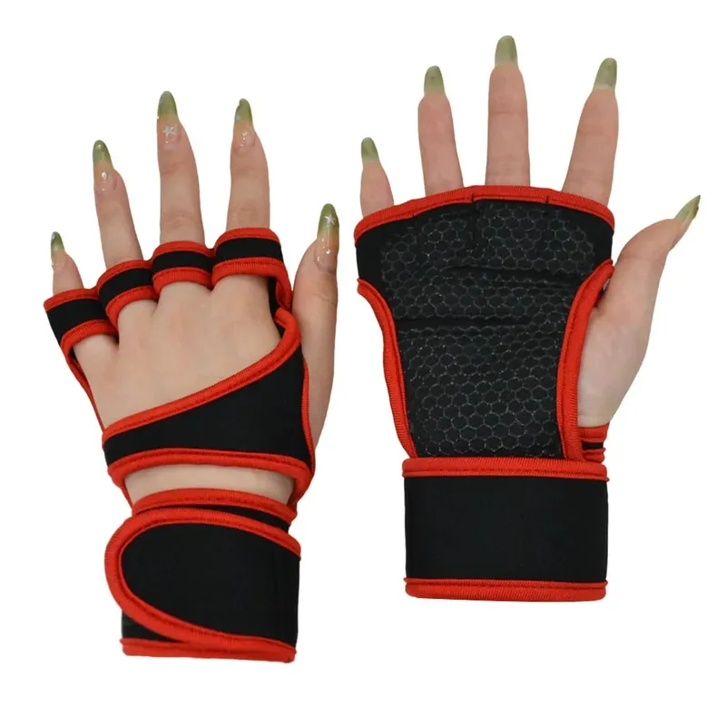 2PCS Training Sport Gloves for Men Women Workout Gloves Fitness Body Building Weightlifting Gym Hand Wrist Palm Protector Gloves