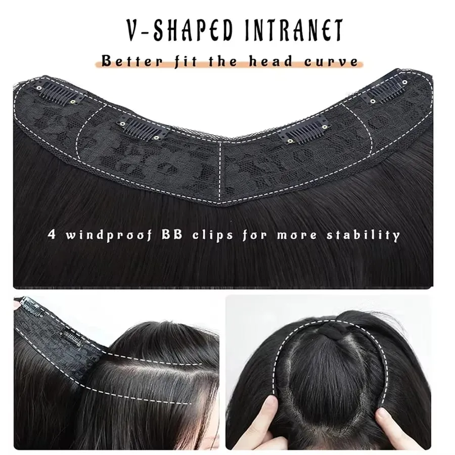 Synthetic Traceless Invisible U-shaped Long Curly Hair With Inner Buckle Extension Wig For Girl Daily Party Christmas Halloween — image 6