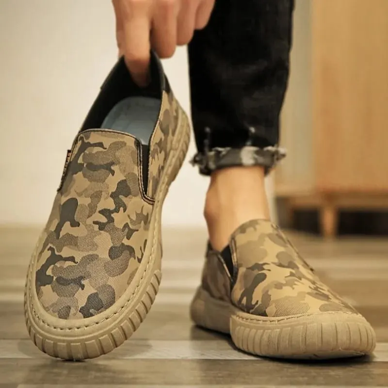 Summer Camouflage Canvas Men's Casual Shoes Men's Sneakers Slip-On Lazy Sporty Shoes for Man Breathable Round Toe Light Flats — image 2