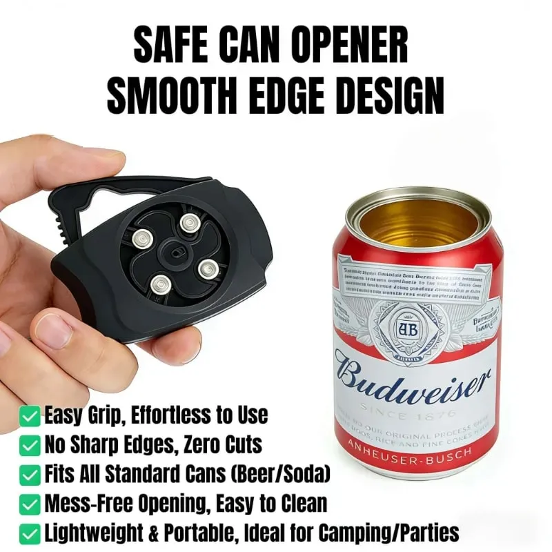 1pc Smooth Edge Safe Can Opener Portable Beer Soda Coke Can Top Remover Quick Open Kitchen Bar Gadget for Home Party Camping