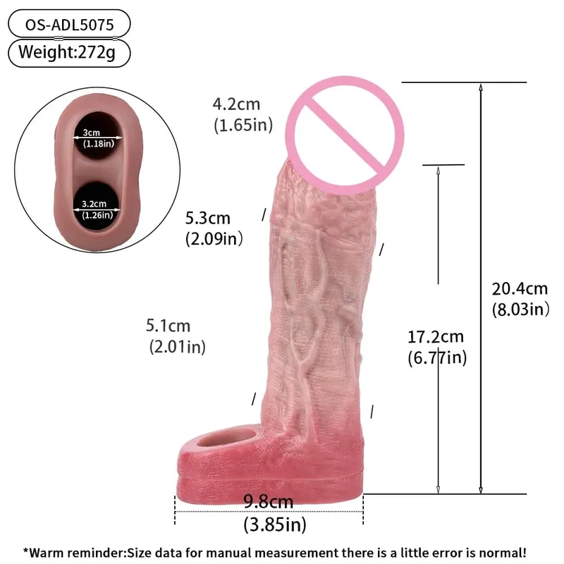 7.2in Realistic Penis Sleeve Reusable Penis Sleeve with Cock Ring Silicone Penis Enlarger Sleeve Male Adult Sex Toy for Men — image 23