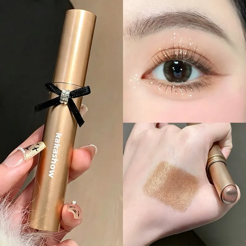 Kakashow Three Color Pearl Glitter Eye Shadow Stick Gradient Delicate Shiny Eyeshadow Waterproof Long Lasting Daily Eye Cosmetic — image 5