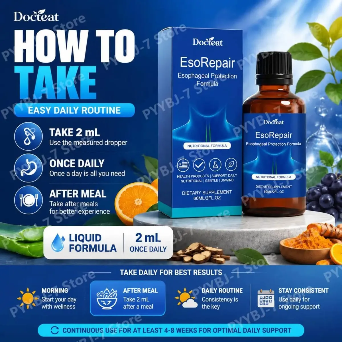 Digestive & Gut SupportอาหารเสริมLiquidสมุนไพรผสมวิตามินAloe Vera Turmeric Grape Seed 60Ml Gut Health — image 7