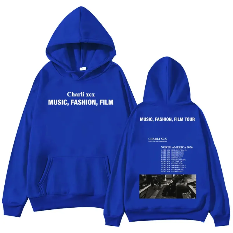 Singer Charli Xcx Music Fashion Film Tour 2026 Hoodies Men Women Rock Punk Sweatshirts High Quality Fleece Oversized Pullovers — image 12