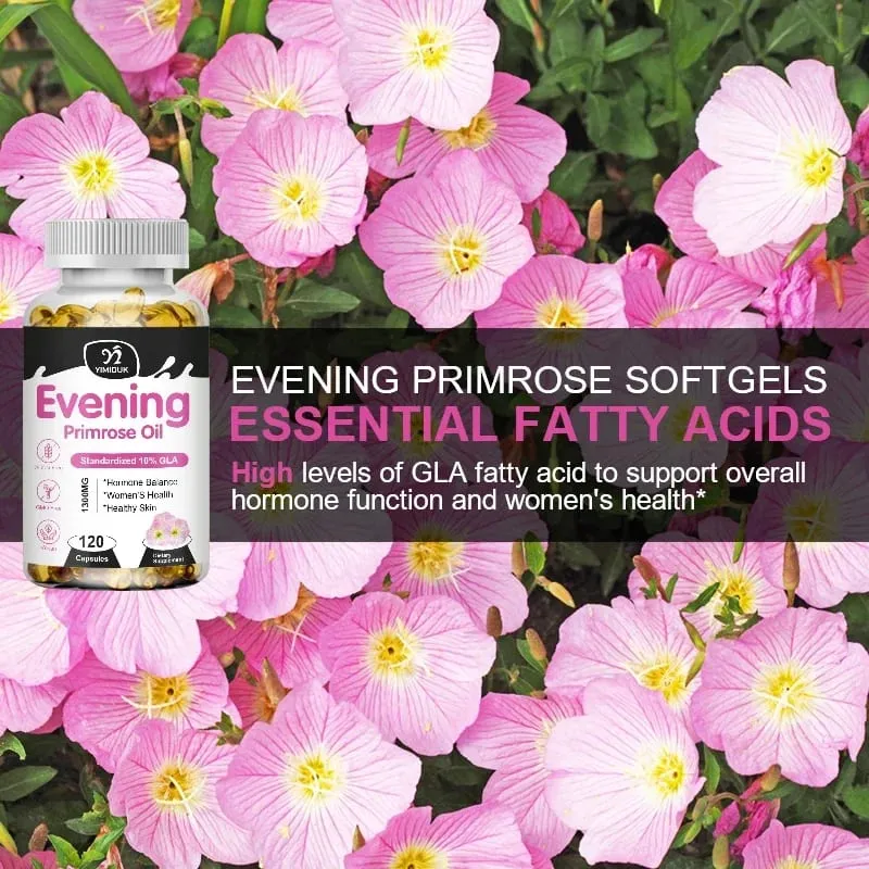 Aceite de onagra 1300 mg con rico GLA y nutrientes esenciales Equilibra las hormonas apoya la comodidad de las mujeres y mejora la salud de la piel — image 3