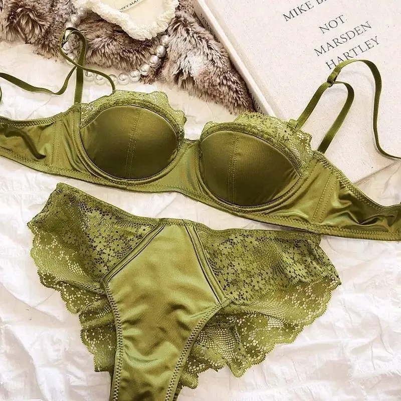 Sexy French Half Cup Lace Bra Soft Underwire Small Breast Enhancer Anti Sag Beautiful Back Women Lingerie 32-38 Comfort All Day