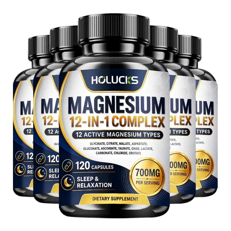 Magnesium Capsules with 1000mg Citrate Support Relaxation Relieve Fatigue Cardiac Health Daily Vitality for Men & Women