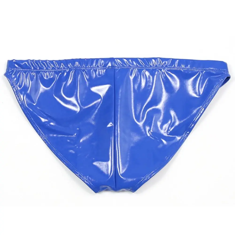 Men Sex Faux Latex Brief Glossy Patent Leather Package Hip Gay Underwear Lingeri Smooth Thongs Candy Color Thong T-Back — image 11