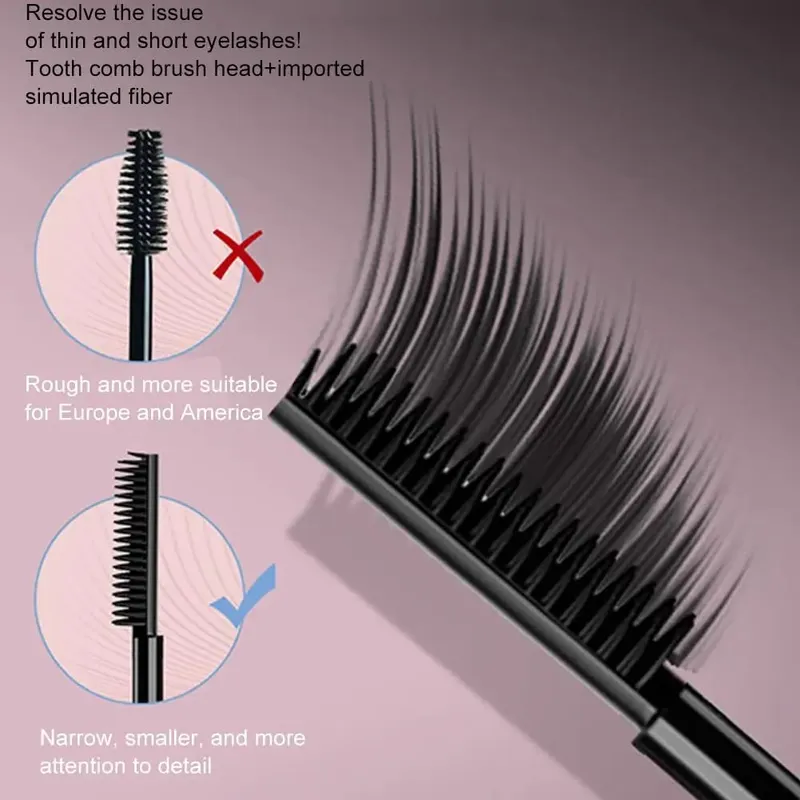 Mascara per ciglia Mascara impermeabile in fibra di seta Nero Estensioni per ciglia lunghe e arricciate Occhi non agglomeranti Cosmetici per il trucco — image 7