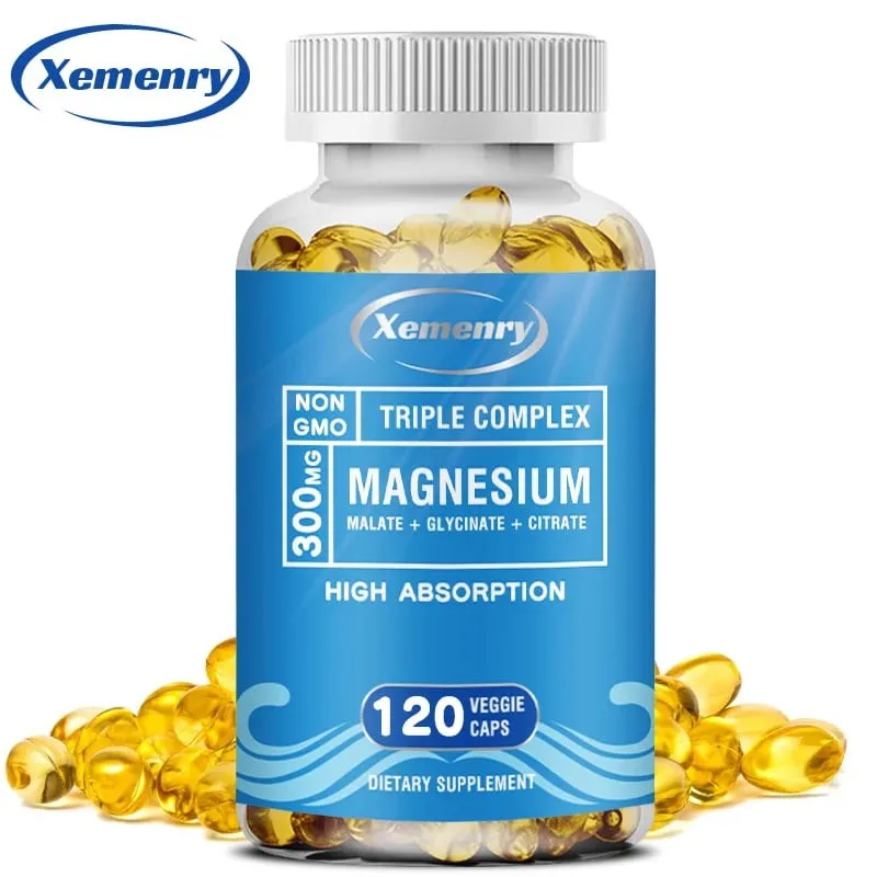 Triple Magnesium Complex Supplement - Innehåller magnesiumglycin Äppelsyra och citrat för att slappna av musklerna och förbättra sömnen — image 1