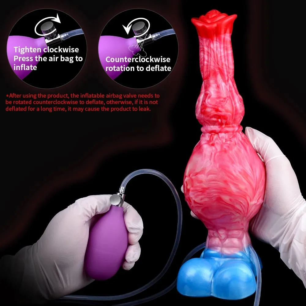 Inflatable Squirting Horse Dildo Anal Plug Silicone Ejaculating Penis with Knot G Spot Anal Trainer Gay Sex Toy Men Women