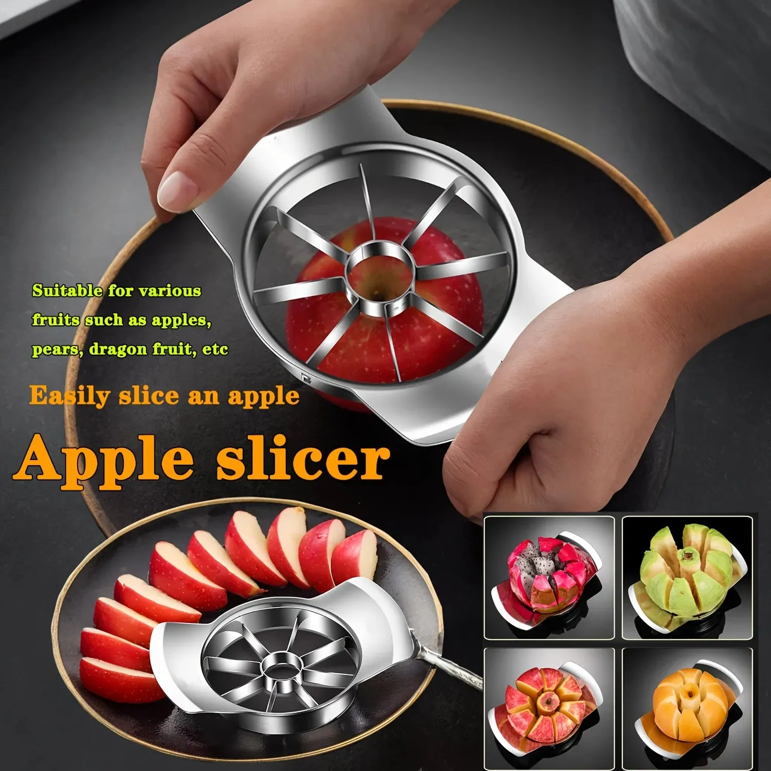1pc Stainless Steel Slicer and Peeler Set for Apples Oranges and More - Easy-to-Use Kitchen Gadget Fruit Slicing Tool — image 2