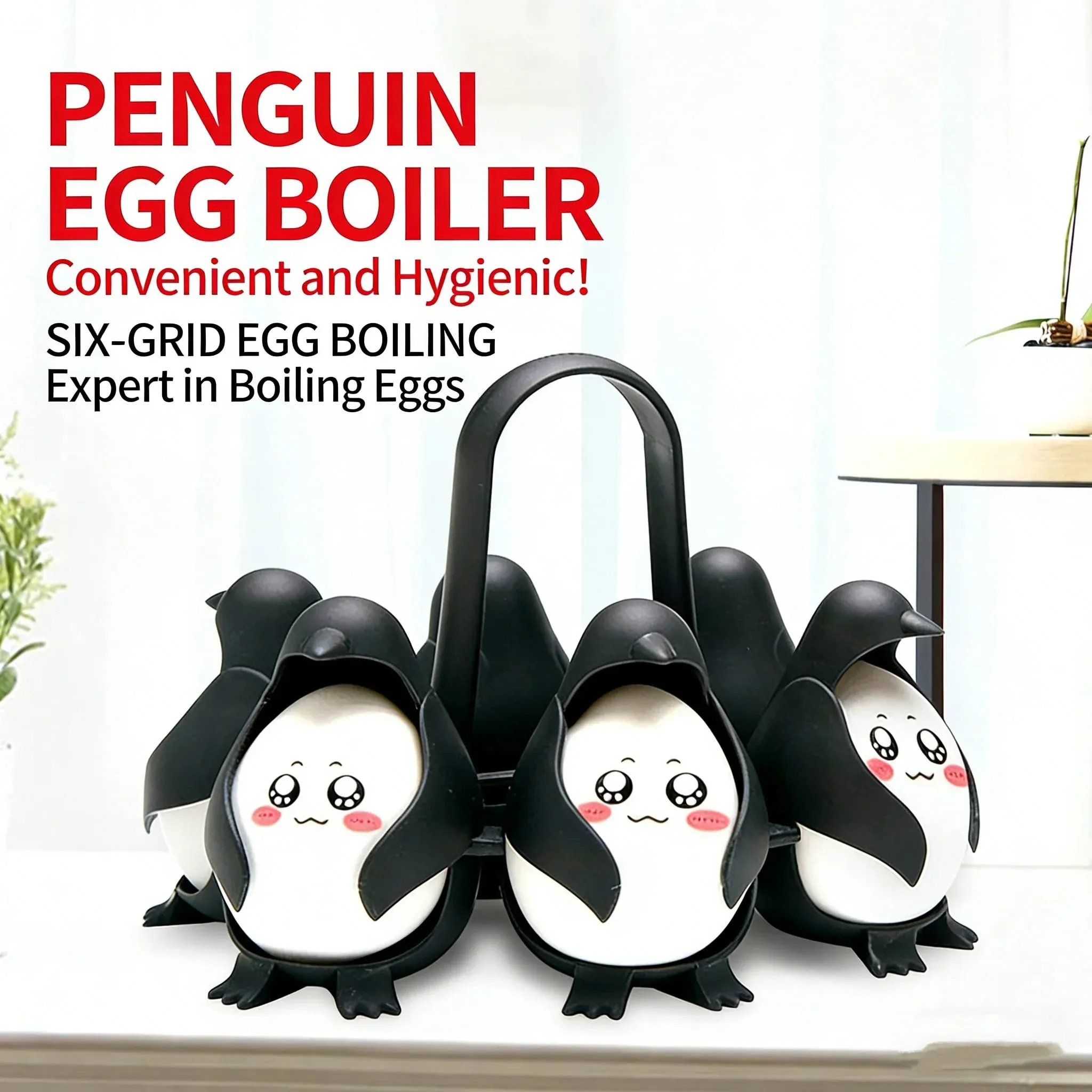 Cute Penguin Egg Boiler for Kitchen Gadget Egg Cooking Tool Egg Steamer Rack with Handle for Boiling Eggs — image 8