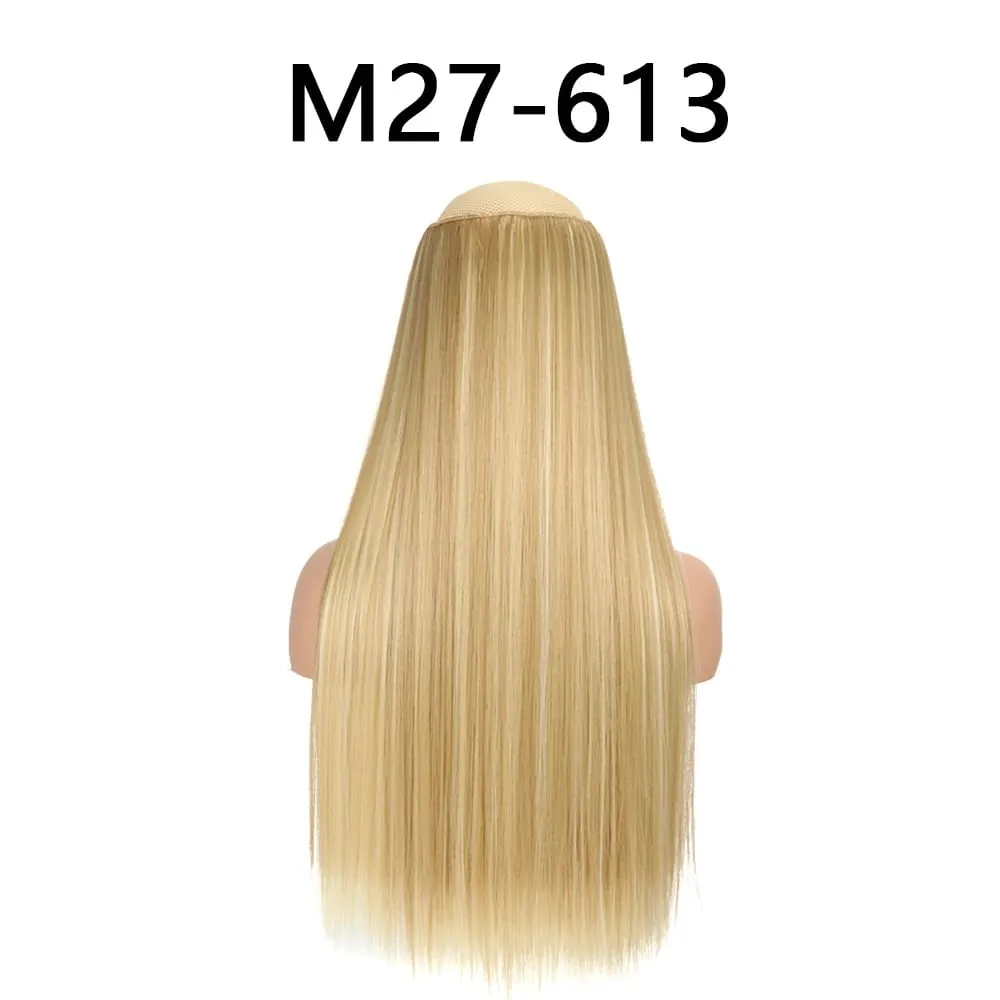 Synthetic 24Inch Hair Extensions OnePiece 5 Clips Long Straight Hairstyle Heat Resistant Fake Hairpiece For Women Natural Brow — image 28