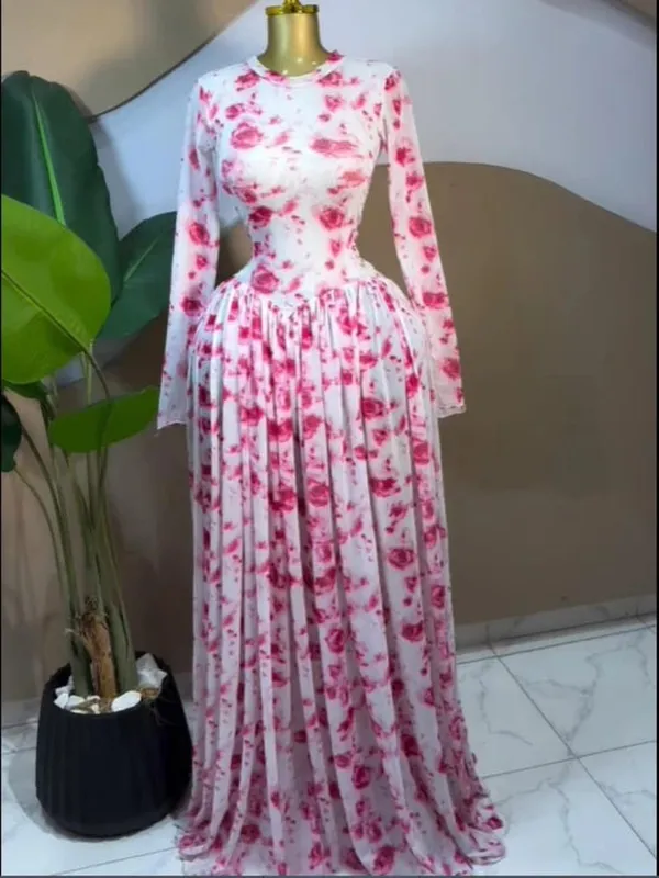 CM.YAYA Women leaf Print patchwork smock Midi A-line Long Maxi Dress 2026 Elegant Evening Birthday Party Dresses Trendy Vestidos — image 9