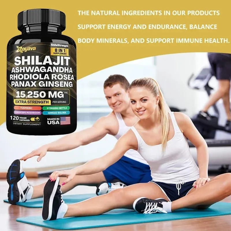 Himalaya Shilajit Ginseng Rhodiola Rosea และ Ashwagandha Extract 15250mg แคปซูลความแข็งแรงสูง Non-GMO Energy ข้อต่อภูมิคุ้มกัน