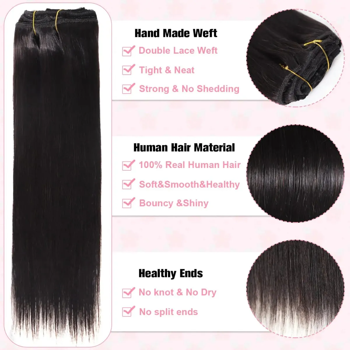 18/20/22inch Clip in Hair Extension 16 Cards 7pcs Straight Hair Clip-in Hair Extension Set for Women Synthetic Hair — image 5