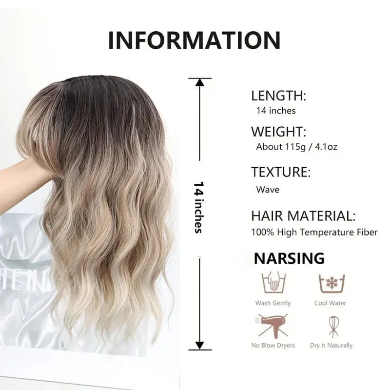 14Inch Synthetic Short Wave Curly Topper Hair Extension Invisible Coverage & Built-in Bangs for Women Daily Use Easy to Wear — image 2