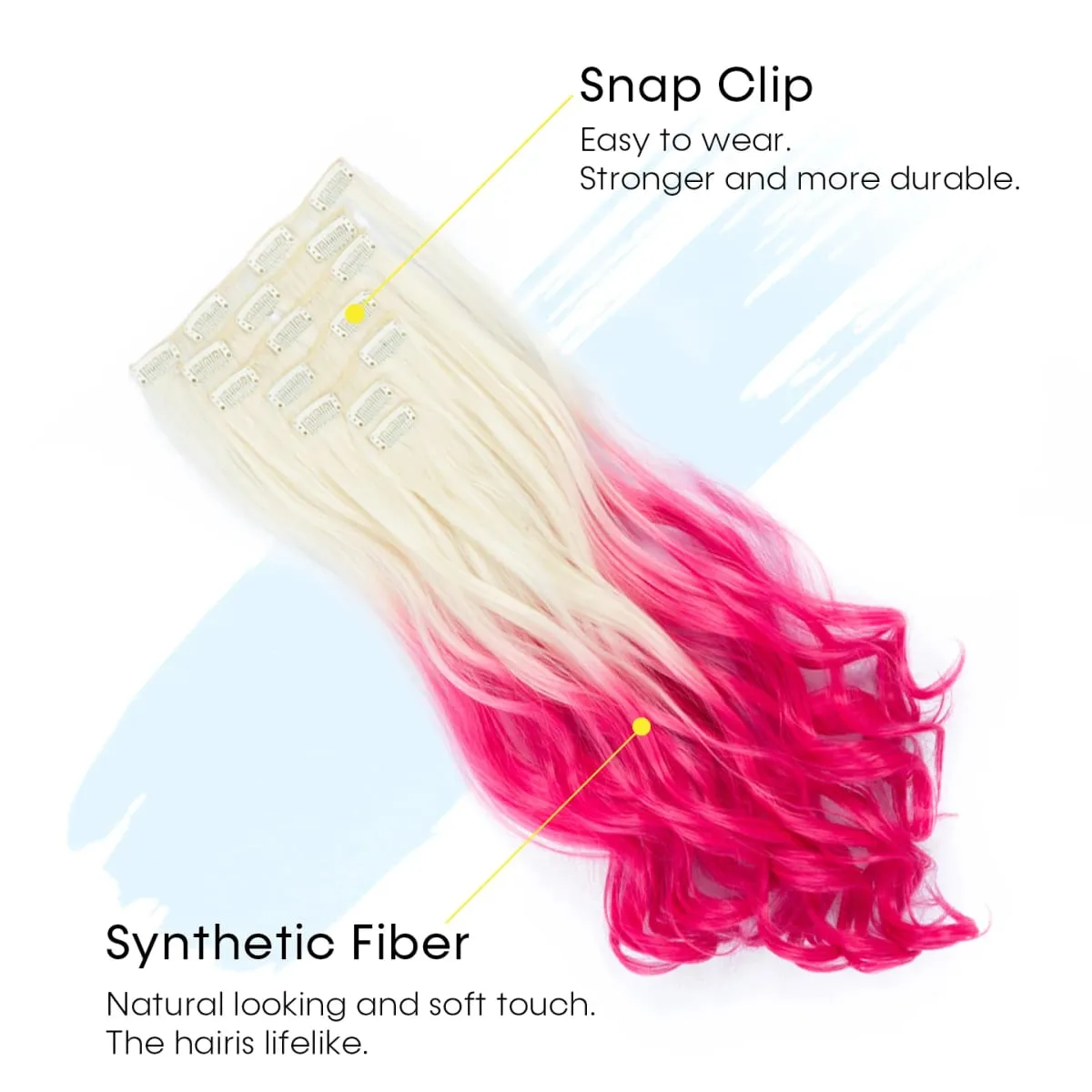 Clip in Long Wavy Synthetic Hair Extension 22 Inch 7PCS Thick Hairpieces Fiber Double Weft Hair for Women