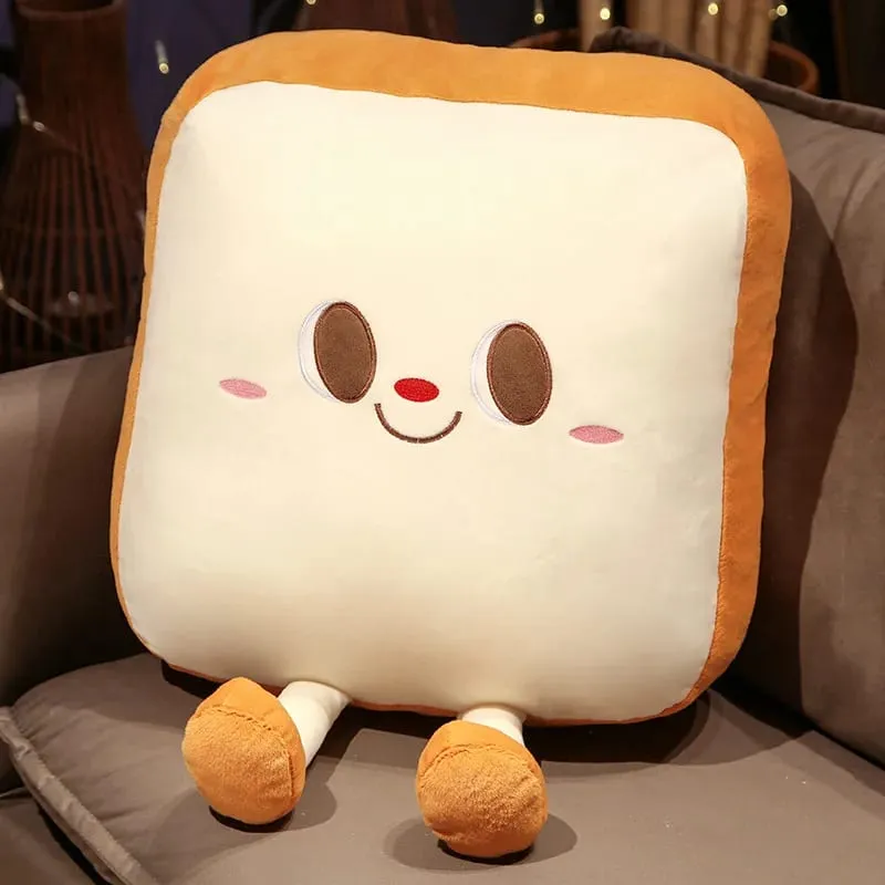 Sød mad Plys pyntepude Fyldt Toast Hamburger Pude Smilende Ansigt Glad Plys Sofa Hjem Indretning Gave