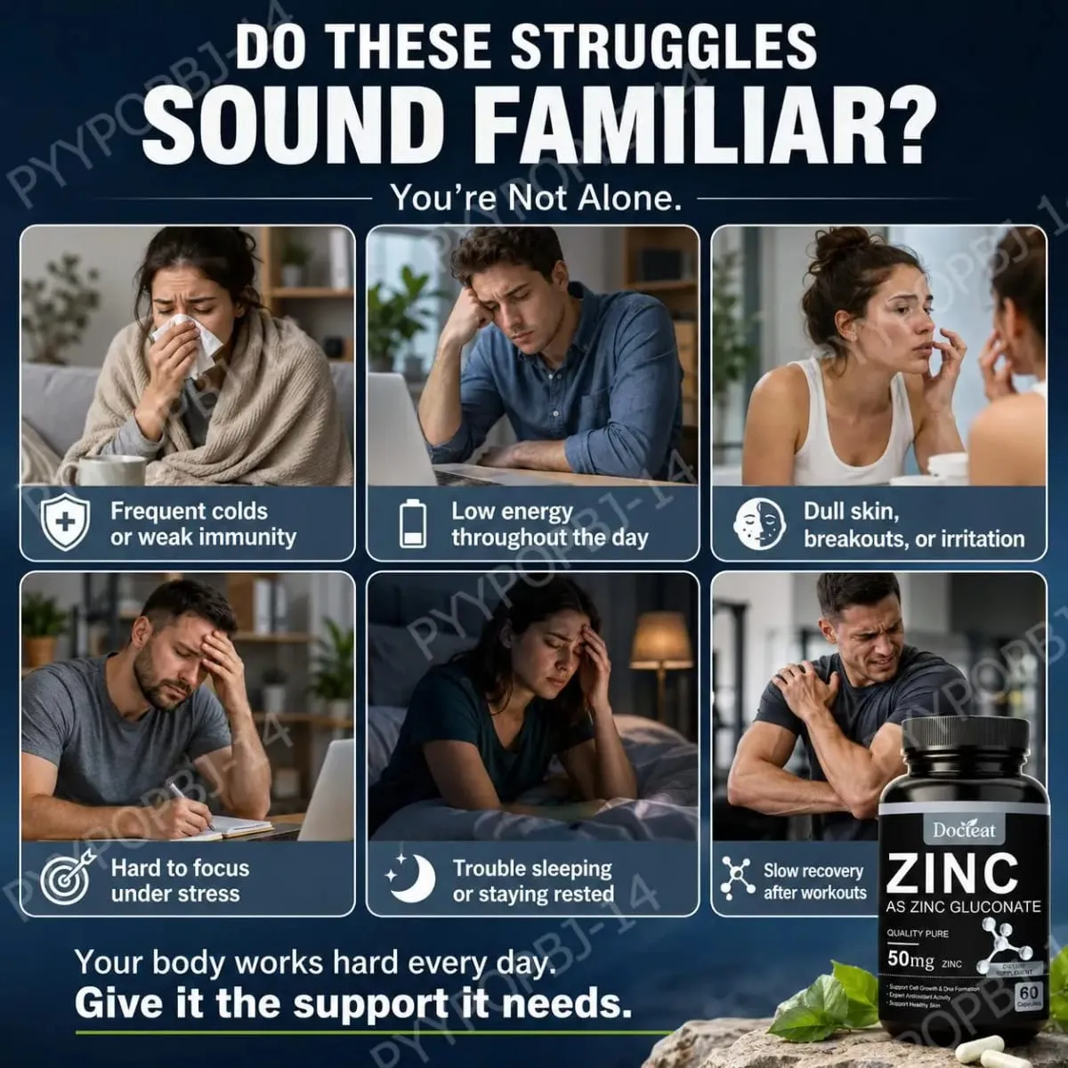 Docteat Zinc As Zinc Gluconate Capsules 50 Mg Zinc Per Serving Immune Support Antioxidant Activity Healthy Skin 60 Capsules — image 4