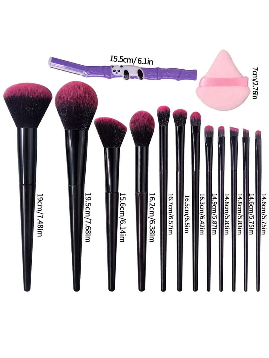 12/15/17Pc Soft Makeup Brushes Set for Beginners Loose Powder Blush Eyeshadow Brushes Dual-use Wet & Dry Makeup Sponge Triangle