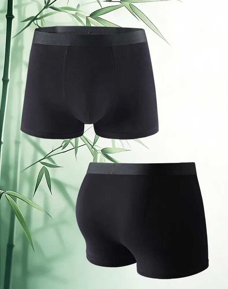 2st svarta boxershorts i bambufiber för män Tunna Snabbtorkande Mjuka och bekväma Underkläder för män Dagliga Casual Boxershorts — image 2