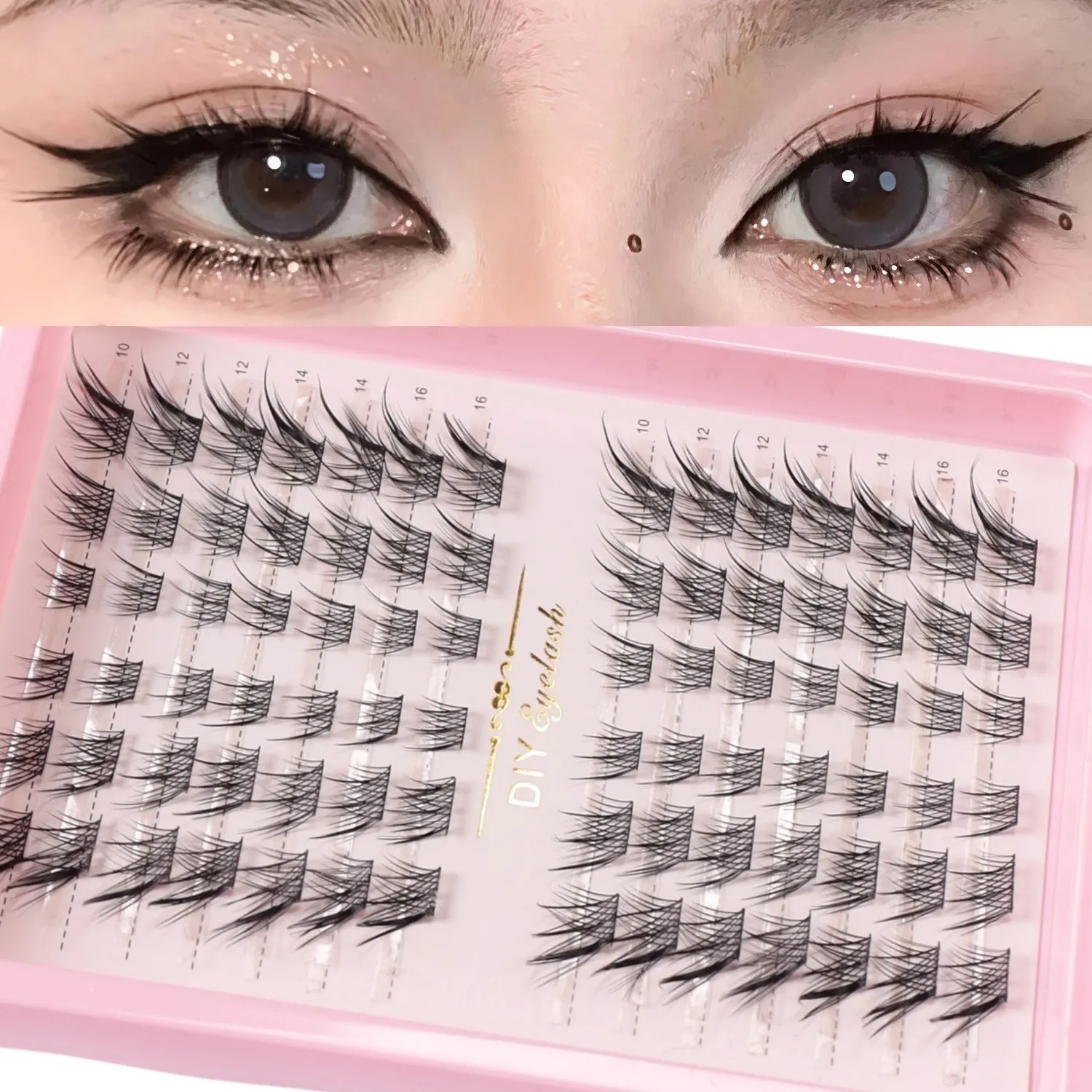 Fox Eye Effect Fluffy False Eyelashes Reusable DIY Segmented Thick Winged Lash Extension Daily Use — image 2