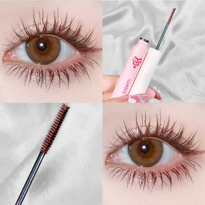 Mascara siêu mịn Làm cong dày mi Mascara chống thấm nước, không nhòe màu nâu Uốn cong tự nhiên Cọ mịn Trang điểm Mascara