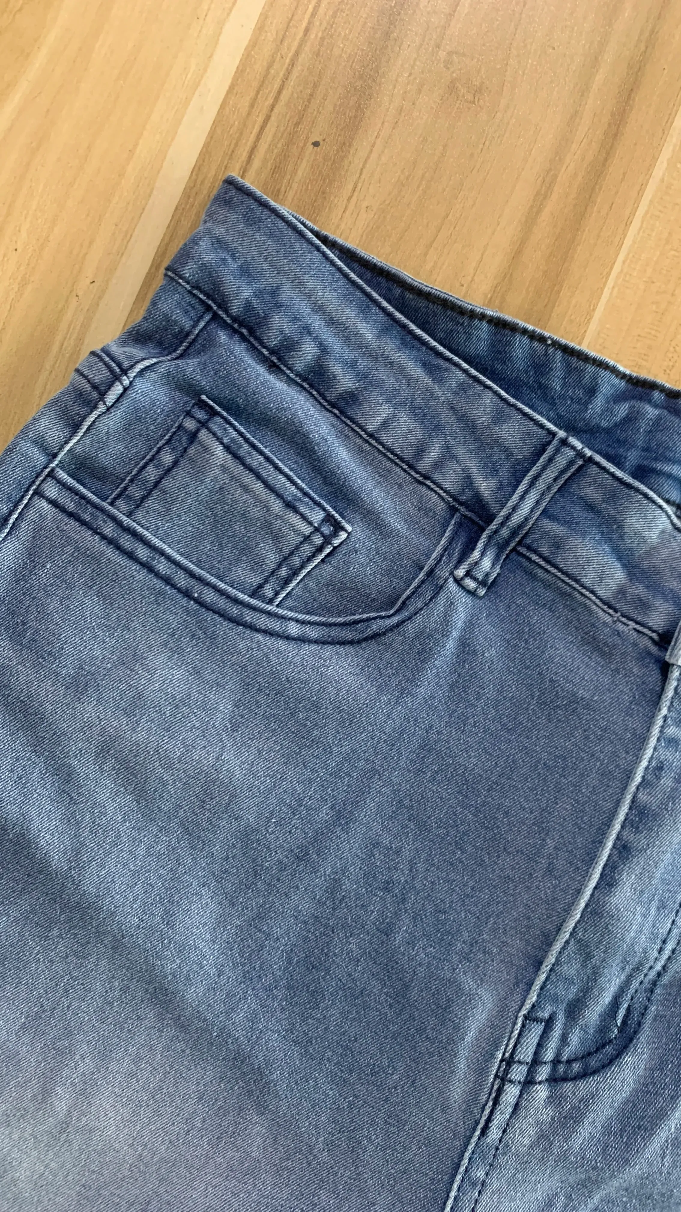 Slim Straight Jeans Men Sky Blue Fringe Cuff Detail Jeans Classic Mid Waist Solid Tone All Season Long Pants Urban Daily Stylish