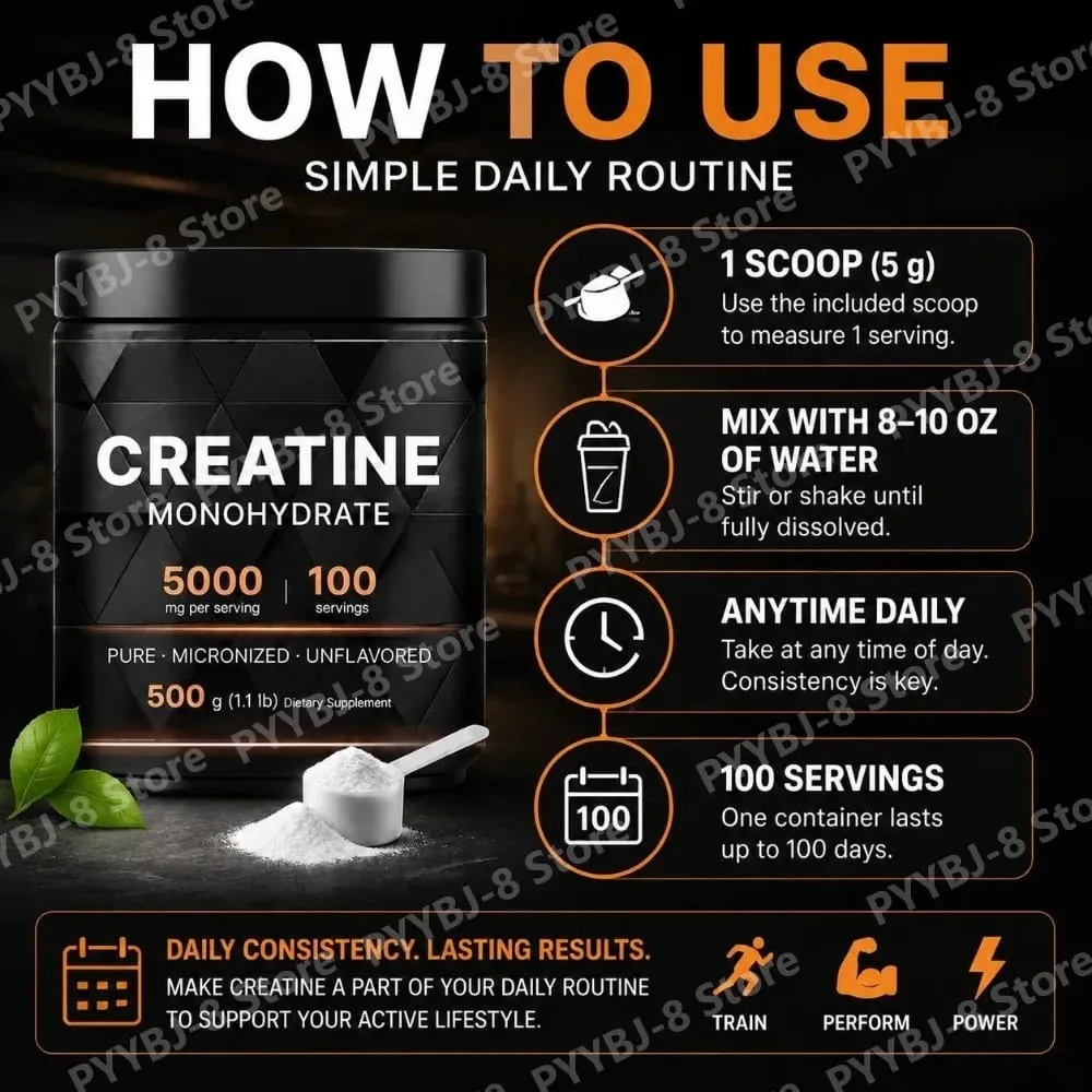 Creatine Monohydrate Powder Micronized Unflavored Training Performance Support Energy Endurance Strength 500 G（1.1lb）