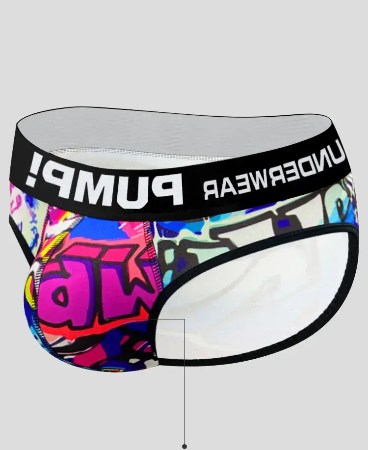 Sexy Men Underwear Funny Briefs Underpants Graffiti Panties Jockstrap Low Waist Butt Lifter Male Underwear MP223 — image 9