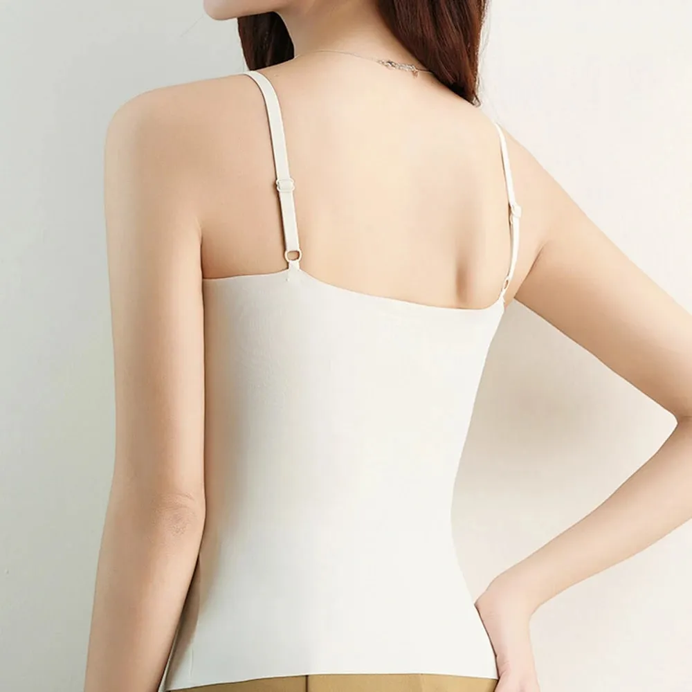 Fashion V-Neck Ice Silk Seamless One-piece Bottoming Tank Tops With Chest Pads Women Inner Top Beautiful Back Sling Long Vest — image 4