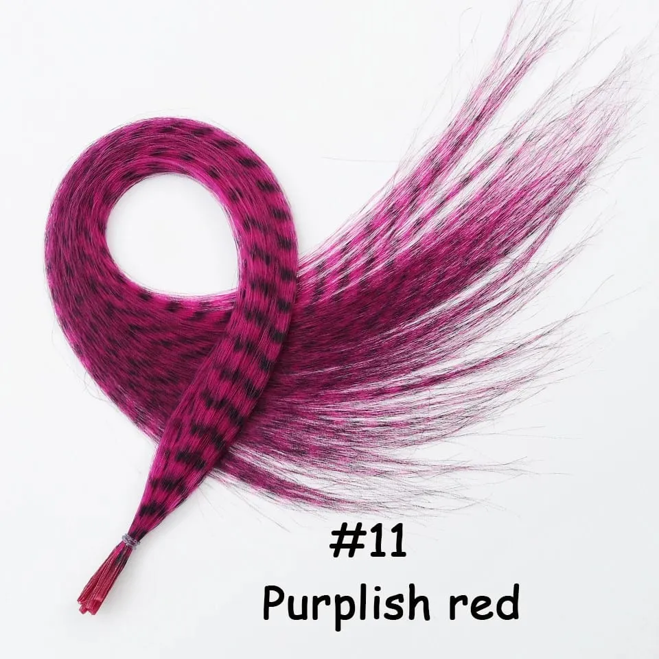 Synthetic Colored Feather Hair Extensions 16Inch Blue Purple For Women Zebra Line Feather Hairpiece For Women New Year Carnival — image 17
